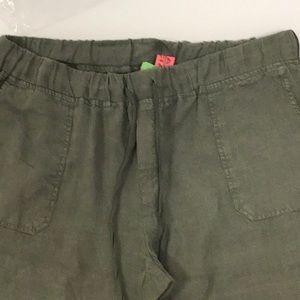Army green 100% linen joggers